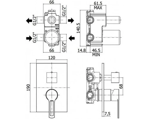 Смеситель Paffoni Ringo RIN019NO/M для душа