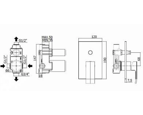 Смеситель Paffoni Elle EL015NO/M для душа, черный