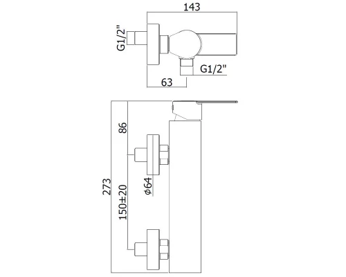 Смеситель Paffoni Tango для душа, без душевого гарнитура, цвет хром, TA168CR
