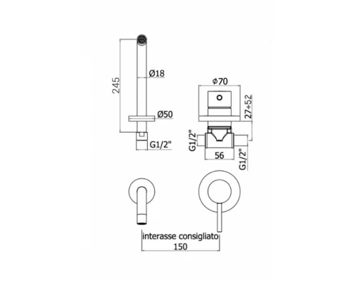 Смеситель Paffoni Light для раковины, цвет хром, LIG007CR70