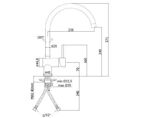 Смеситель Paffoni Light для кухонной мойки, цвет черный матовый, LIG280NO