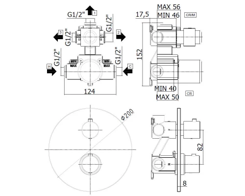 Смеситель Paffoni Light термостатический для душа, хром, LIQ019CR