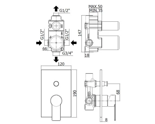 Смеситель Paffoni Tango для душа, цвет хром, TA015CR/M