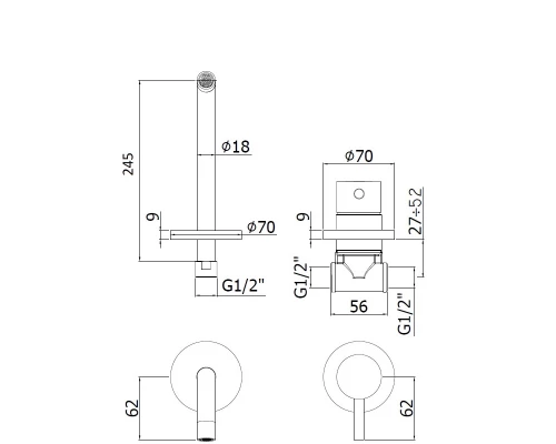 Смеситель Paffoni Light для раковины, цвет стальной, LIG007ST70