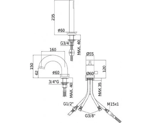 Смеситель Paffoni Light для ванны и душа на борт ванны, хром, LIG047CR