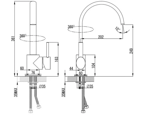 Смеситель для кухонной мойки Ravak Freedom FM 016.00, хром, X070090