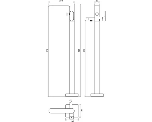 Смеситель Ravak CR 080.00, напольный, хром, X070101