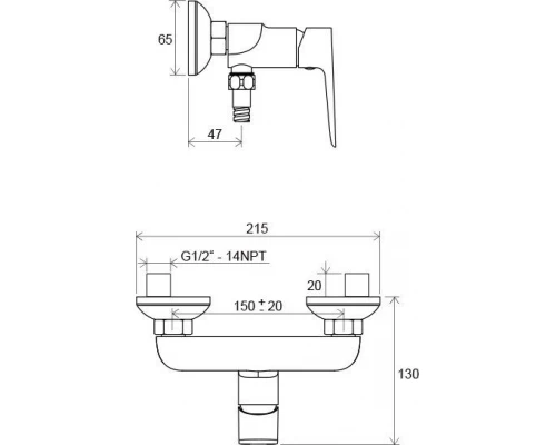 Смеситель для душа Ravak Classic CL 032.00/150, хром, X070084