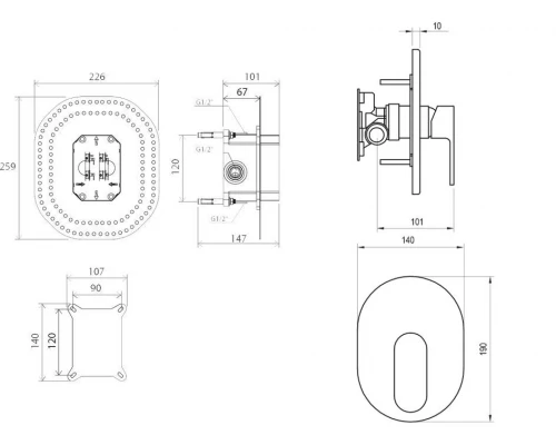 Смеситель для душа Ravak Chrome CR 066.00 для R-box, скрытого монтажа, хром, X070057