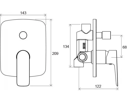 Смеситель для ванны и душа Ravak Classic CL 061.00, скрытого монтажа, хром, X070086