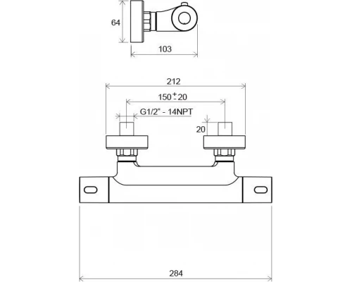 Термостат для душа Ravak Termo 300 TE 033.00/150, хром, X070096