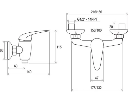 Смеситель для душа Ravak Suzan SN 032.00/100, хром, X070005