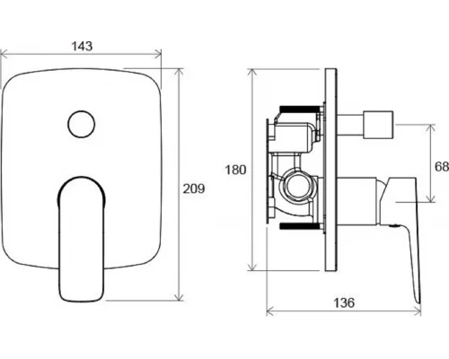 Смеситель для ванны и душа Ravak Classic-CL 065.00 для R-box, скрытого монтажа, хром, X070088