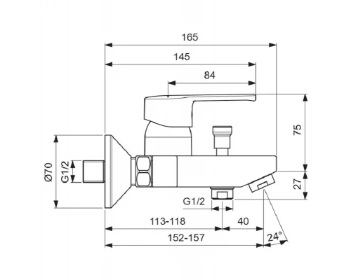 Смеситель для ванны и душа Vidima Uno BA322AA, хром