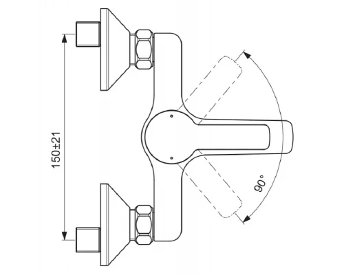 Смеситель для ванны и душа Vidima Uno BA322AA, хром