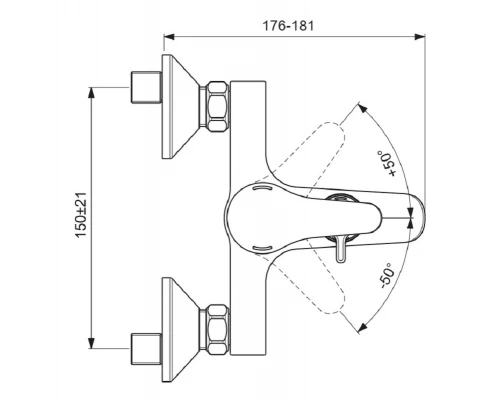 Смеситель для ванны и душа Vidima Next BA371AA, хром