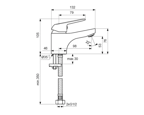 Смеситель для раковины Vidima Fine BA384AA, хром