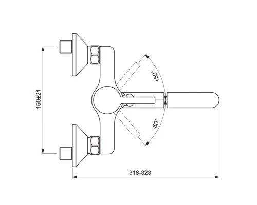 Смеситель Vidima Логик BA280AA для ванны и душа с душевым гарнитуром, поворотный излив, хром