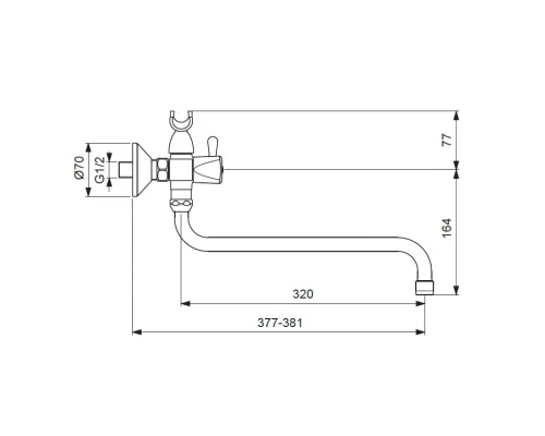 Смеситель Vidima ПРАКТИК (PRACTICE) BA230AA для ванны и душа, поворотный излив, хром