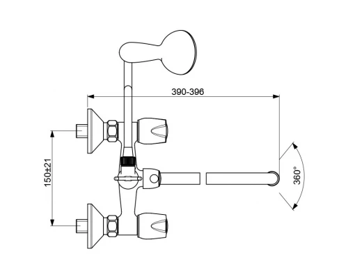 Смеситель Vidima ИСКАР (ISCAR) BA167AA для ванны и душа с душевым гарнитуром, поворотный излив, хром
