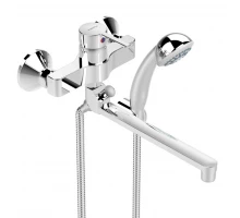 Смеситель Vidima Логик BA280AA для ванны и душа с душевым гарнитуром, поворотный излив, хром