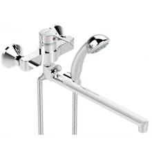 Смеситель Vidima Логик (Logik) BA281AA для ванны и душа с душевым гарнитуром, поворотный излив, хром