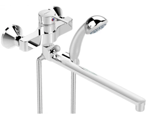 Смеситель Vidima Логик (Logik) BA281AA для ванны и душа с душевым гарнитуром, поворотный излив, хром