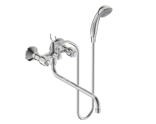 Смеситель Vidima ИСКАР (ISCAR) BA167AA для ванны и душа с душевым гарнитуром, поворотный излив, хром