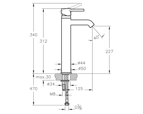 Смеситель Vitra Minimax S A41990EXP для раковины