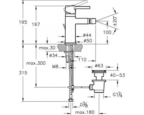 Смеситель для биде Vitra Minimax S A41988EXP
