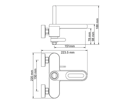Смеситель для ванны и душа WasserKRAFT Kammel 1801, хром