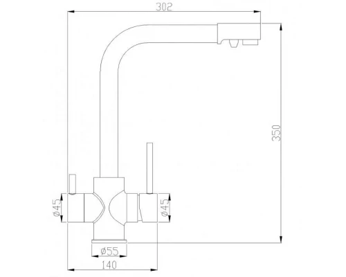Смеситель Zorg Steel Hammer SH 552 BLACK BR для кухни под фильтр, черный металлик/бронза