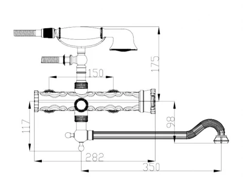Смеситель для ванны Zorg Antic A 101WDN-SL, античное серебро