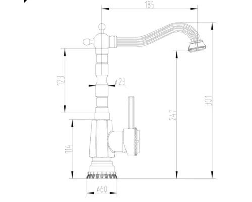 Смеситель Zorg Antic A 306K-BR для кунонной мойки, античная бронза