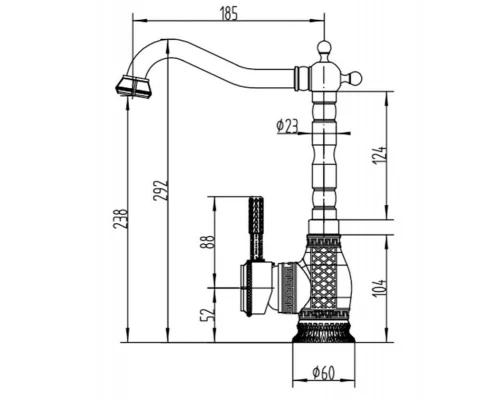 Смеситель Zorg Antic A 313K-BR для кухонной мойки, античная бронза