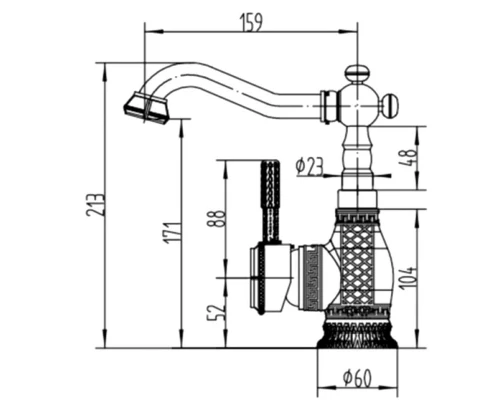 Смеситель Zorg Antic A 314U-BR для раковины, античная бронза