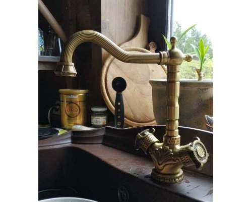 Смеситель Zorg Antic A 3005K-BR для кухонной мойки, античная бронза