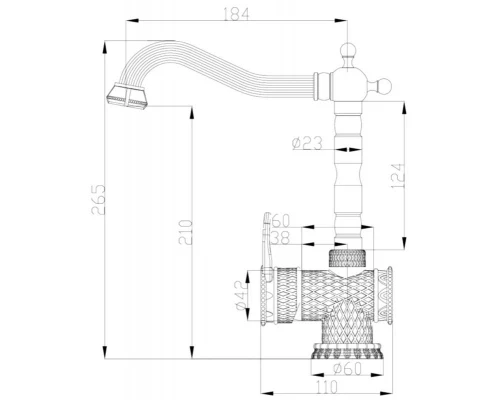Смеситель Zorg Antic A 408K-BR для кухонной мойки, античная бронза