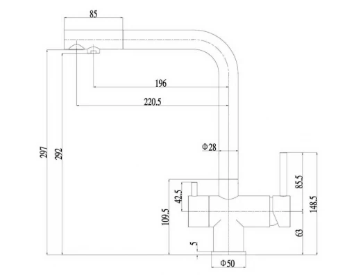 Смеситель Zorg Inox SZR-7039 для кухни под фильтр, нержавеющая сталь