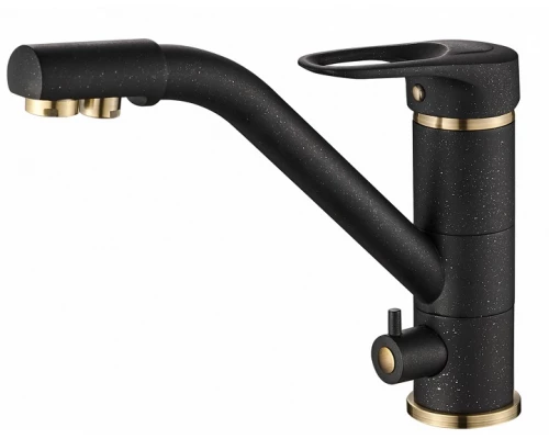 Смеситель Zorg Steel Hammer SH 321 BLACK BR для кухни под фильтр, черный металлик/бронза