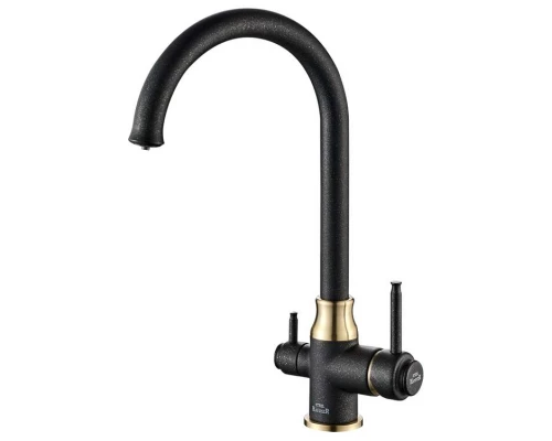 Смеситель Zorg Steel Hammer SH 763 BLACK BR для кухни под фильтр, черный металлик/бронза