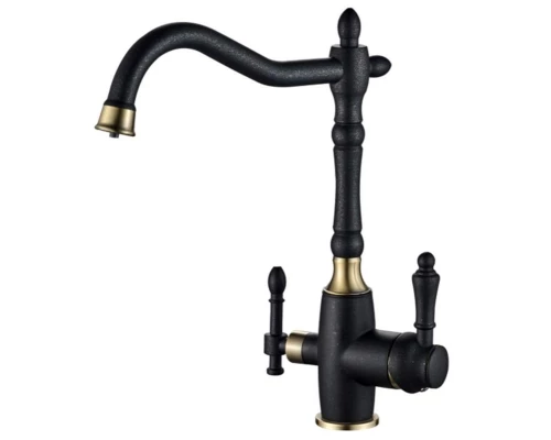 Смеситель Zorg Steel Hammer SH 812 BLACK BR для кухни под фильтр, черный металлик/бронза