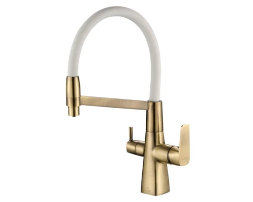 Смеситель Zorg Steel Hammer SH 818-8 BRONZE для кухни под фильтр, бронза/белый