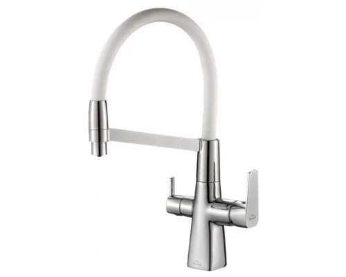 Смеситель Zorg Steel Hammer SH 818-8 CR для кухни под фильтр, хром/белый