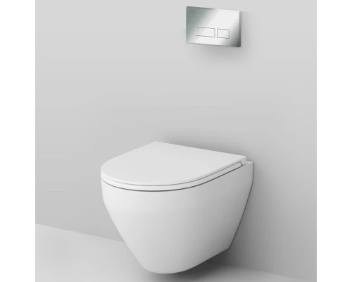 Инсталляция Am.Pm Spirit V2.0, IS47051.701700 с безободковым унитазом Spirit V2.0 FlashClean, клавиша Pro S глянцевый хром, крышка микролифт