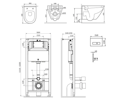 Инсталляция Am.Pm Spirit V2.0, IS47051.701700 с безободковым унитазом Spirit V2.0 FlashClean, клавиша Pro S глянцевый хром, крышка микролифт