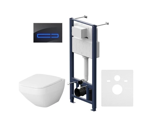 Инсталляция Am.Pm Inspire 2.0, IS450A38.50A1700 с безободковым унитазом Inspire V2.0 FlashClean, клавиша Touch Pro стекло, черное, крышка микролифт