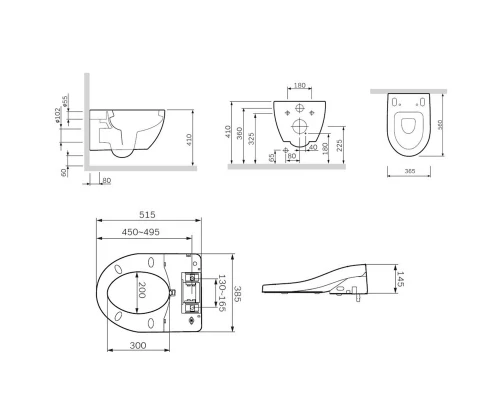 Подвесной унитаз AM.PM Awe C111739SC с электронной крышкой-биде CleanCare