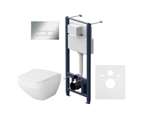 Инсталляция Am.Pm Inspire 2.0, IS47051.50A1700 с безободковым унитазом Inspire V2.0 FlashClean, клавиша Pro S глянцевый хром, крышка микролифт