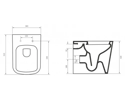 Приставной унитаз BelBagno Albano BB120CBR безободковый
